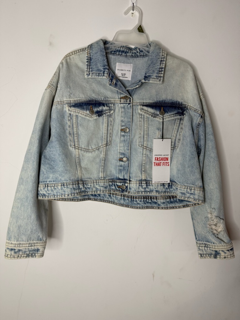 Celebrity Pink Light Wash Cropped Denim Jacket